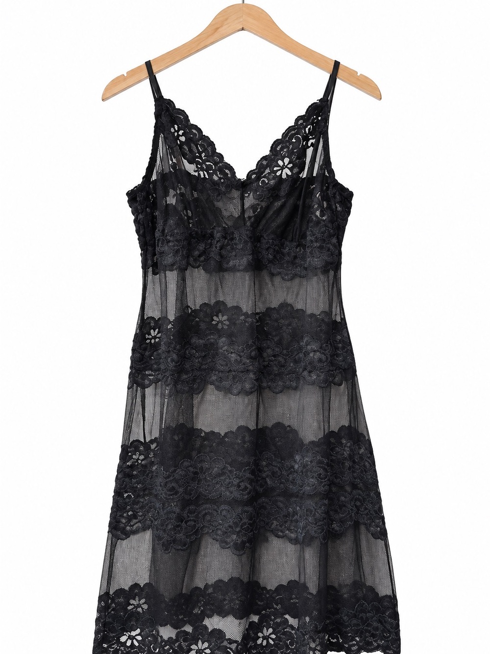 Rampage Y2K Black Sheer Lace Mesh Mini Dress Nightie M Unworn